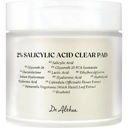 Dr. Althea 2% Salicylic Acid Clear Pad dischete - exfoliere si curatare, 60 buc