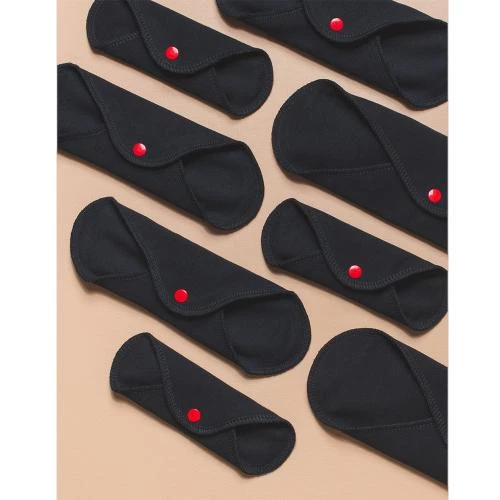 Lunette Absorbante Reutilizabile Flux Minim – Set 3 Buc, Bumbac Organic, Ultra-Confort (Negru)