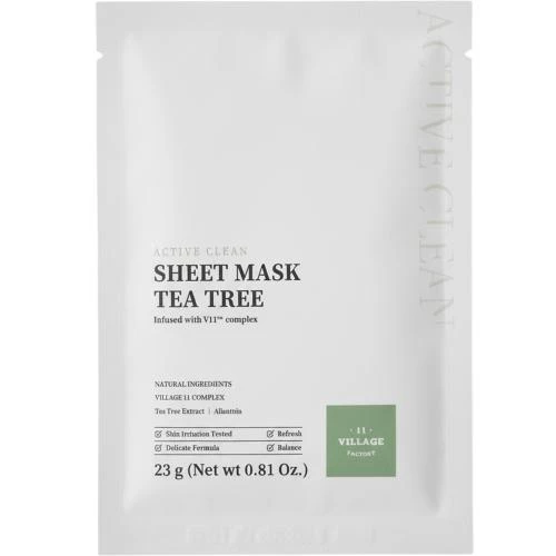VILLAGE 11 FACTORY Active Clean Sheet Mask Tea-Tree Masca de fata - calmare si hidratare, 23 gr