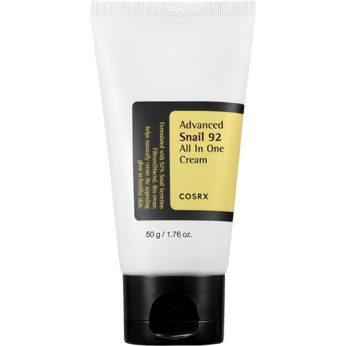 COSRX Advanced Snail 92 All in one Cream Tube, 50 gr - crema de fata formulata cu filtrat de secretie de melc (mucina) 92% si acid hialuronic, care contribuie la hidratarea intensa a pielii si la metinerea nivelului optim de apa in piele