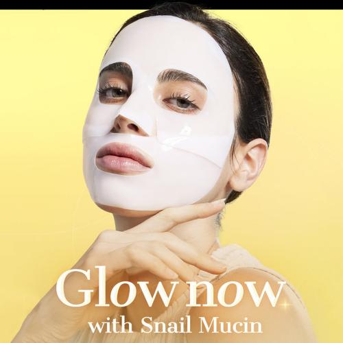 COSRX Advanced Snail Mucin Glass Glow Hydrogel Mask, 34 gr - masca de fata formulata cu filtrat de secretie de melc si niacinamida, care contribuie la stralucirea tenului si la mentinerea hidratarii pielii