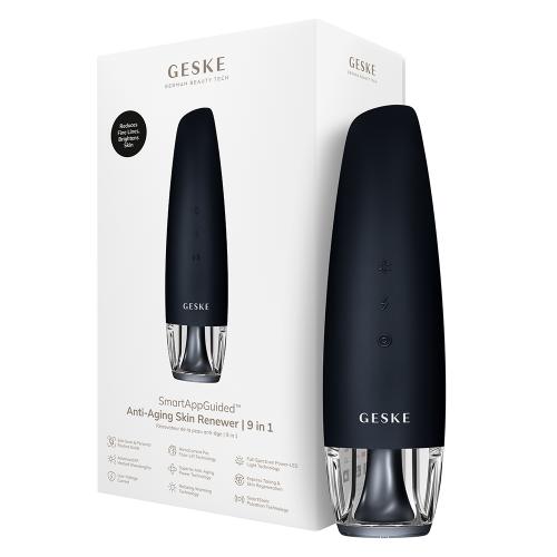 GESKE Anti-Aging Skin Renewer 9 in 1 - Aparat Pentru Masaj Facial cu radiofrecventa incalzita si microcurent - Black