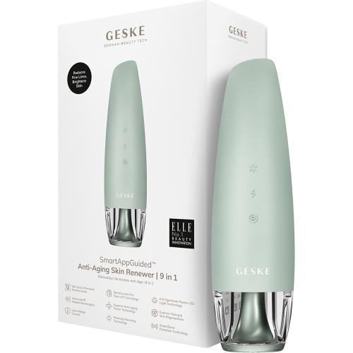 GESKE Anti-Aging Skin Renewer 9 in 1 - Aparat multifunctional 9 in 1 cu microcurent, lumina LED si tehnologie RF, pentru tonifiere rapida, regenerarea pielii si efect anti-aging avansat - Green