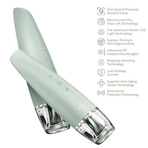 GESKE Anti-Aging Skin Renewer 9 in 1 - Aparat multifunctional 9 in 1 cu microcurent, lumina LED si tehnologie RF, pentru tonifiere rapida, regenerarea pielii si efect anti-aging avansat - Green