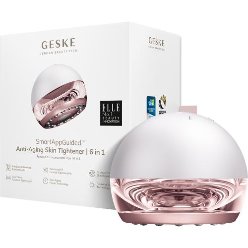 GESKE Anti-Aging Skin Tightener 6 in 1 - Dispozitiv multifunctional 6 in 1 cu tehnologie RF, caldura controlata si pulsatii sonice pentru fermitatea pielii fetei si a corpului - Starlight