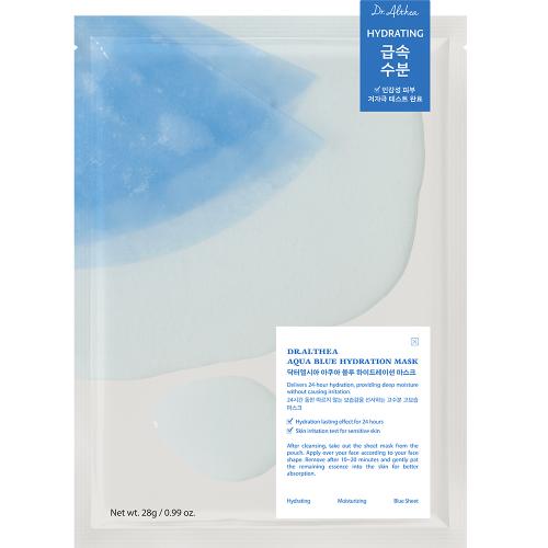 Dr. Althea Aqua Blue Hydration Mask - masca de fata tip servetel formulata cu apa de bambus si extract de spirulina, care contribuie la hidratare si la calmarea pielii sensibile - 28 gr
