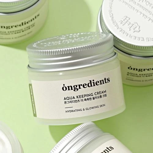 Ongredients Aqua Keeping Cream – Cremă de față hidratantă intensivă cu ceai verde organic, 50 ml
