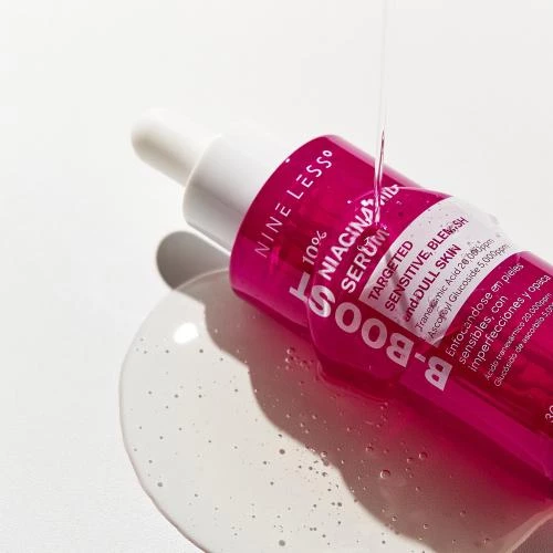NINE LESS B-Boost Ser pentru fata 10% Niacinamida - Hidratare intensa si luminozitate, 30 ml