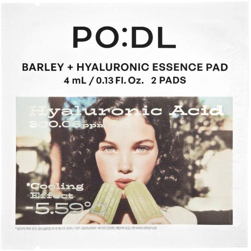 PODL Barley Hyaluronic  Essence Pads 4 ml - Dischete formulate cu extract de orz si acid hialuronic, care contribuie la hidratarea pielii si la mentinerea confortului cutanat