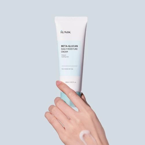 IUNIK Beta Glucan Crema de fata hidratanta - Hidratare intensa si efect anti-rid cu Beta Glucan si Centella Asiatica, 60 ml