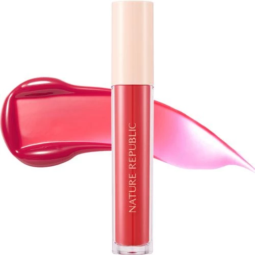 NATURE REPUBLIC By Flower Nuantator Gel pentru buze 04 Lovey Pink - Hidratare intensa si culoare vibranta, 4.5g