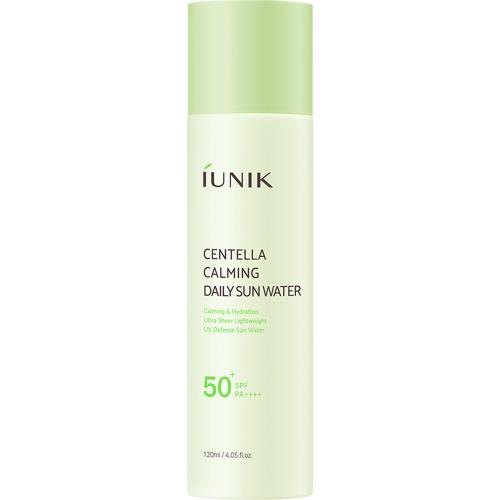 IUNIK Centella Calming Daily Sun Water SPF50 PA++++, 120 ml - Toner de fata formulat cu Centella Asiatica si pantenol, care contribuie la protejarea pielii impotriva razelor UVA si UVB si la metinerea nivelului optim de hidratare
