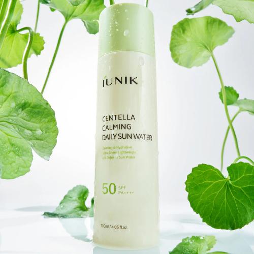 IUNIK Centella Calming Daily Sun Water SPF50 PA++++, 120 ml - Toner de fata formulat cu Centella Asiatica si pantenol, care contribuie la protejarea pielii impotriva razelor UVA si UVB si la metinerea nivelului optim de hidratare