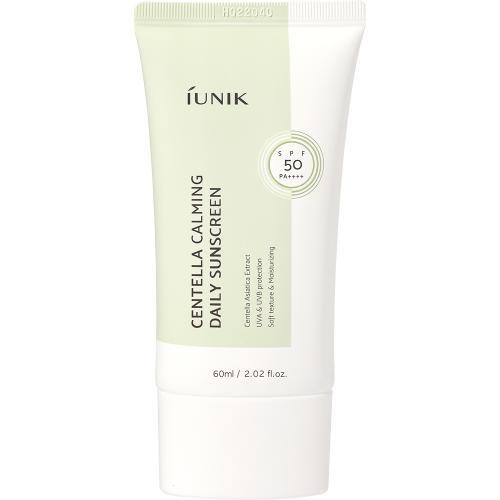 IUNIK Centella Calming Daily Sunscreen SPF 50 PA++++ 60 ml - crema de fata formulata cu extract de Centella Asiatica si beta-glucan, care contribuie la calmarea pielii sensibile si la atenuarea ridurilor, Daily