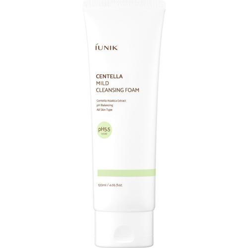 IUNIK Centella Mild - spuma de curatare formulata cu extract de Centella Asiatica si acid salicilic, care contribuie la curatarea pielii si la metinerea confortului cutanat - 120 ml
