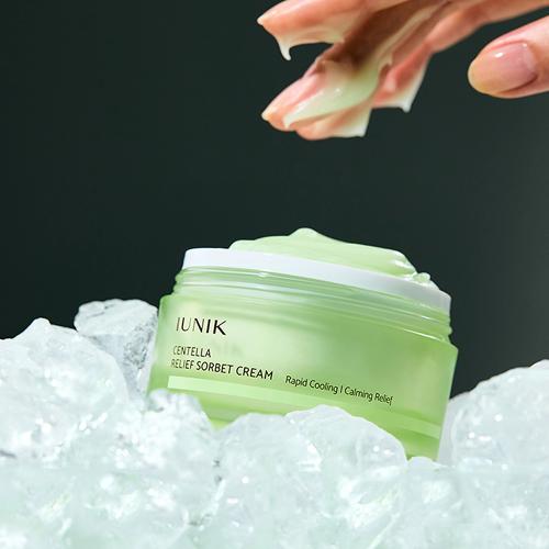 IUNIK Centella Relief Sorbet Cream, 50 ml - Crema de fata formulata cu Centella Asiatica si niacinamida, care contribuie la calmarea pielii si la mentinerea hidratarii fara senzatie grasa