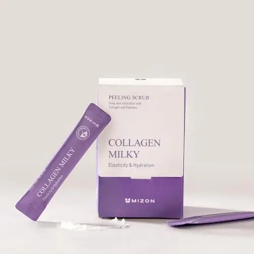 Mizon Collagen Milky Peeling Scrub Exfoliant Facial 5G - Exfoliere Delicata si Hidratare Intensiva, 40 buc