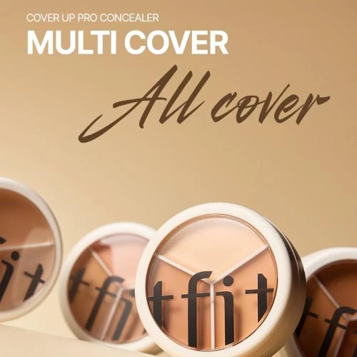 TFIT Cover Up Pro Concealer Paleta Corectoare #03 COOL - Corector Rezistent la Apa si Transpiratie cu Acid Hialuronic si Ceramide, Acoperire 12 Ore, 15 gr