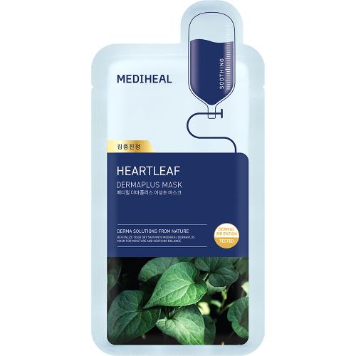 MEDIHEAL Dermaplus Heartleaf Sheet Mask - masca de fata tip servetel formulata cu extract de Houttuynia Cordata si acid hialuronic, care contribuie la reducerea disconfortului pielii si la sustinerea unui nivel optim de hidratare - 22 ml