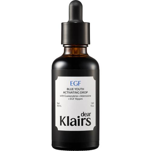 Dear Klairs EGF Blue Youth Activating Drop, 50 ml - ser de fata formulat cu EGF si extract de afine, care contribuie la regenerarea celulara si la metinerea aspectului luminos al pielii