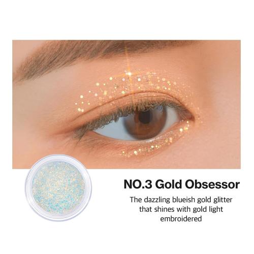 UNLEASHIA Get Loose Glitter Gel Mini fard de pleoape No.3 Gold Obsessor - stralucire si rezistenta, 4 gr