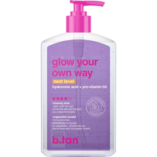 B.tan Glow Your Own Way Next Level Gel Autobronzant Intens - Bronzare Rapida cu Acid Hialuronic si Provitamina B5, 473 ml