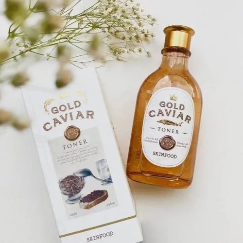 SKINFOOD Gold Caviar EX Toner Toner de fata anti-rid cu aur si caviar - Tonifiere si hidratare antirid intensa, 145 ml
