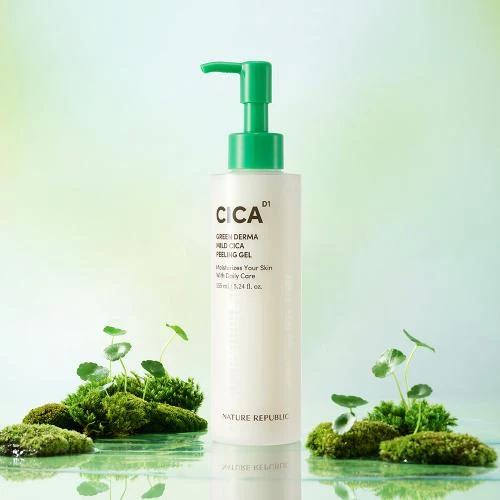 NATURE REPUBLIC Green Derma Gel Exfoliant cu Centella Asiatica - Calmare si Hidratare pentru Piele Sensibila, 155 ml