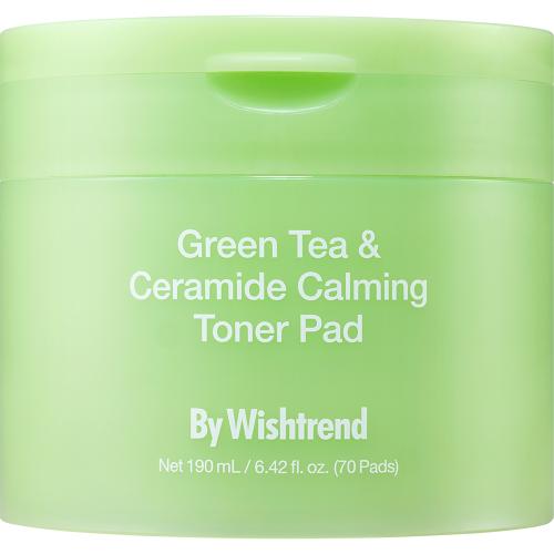 By Wishtrend Green Tea and Ceramide Calming Toner Pad 190 ml - dischete tonice formulate cu ceai verde si ceramide, care contribuie la hidratarea pielii si la mentinerea confortului cutanat