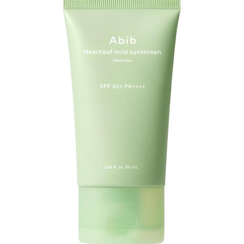 ABIB Heartleaf Mild Sunscreen Relief Tube SPF50+ PA++++, 50 ml - crema de fata formulata cu oxid de zinc si extract de Heartleaf, care contribuie la protectia solara si la reducerea rosetii, Daily