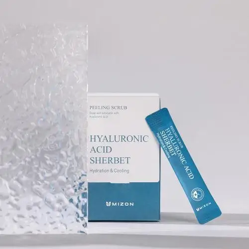 MIZON Hyaluronic Acid Sherbet scrub exfoliant facial hranitor - exfoliere delicata si hidratare intensa, 40 buc