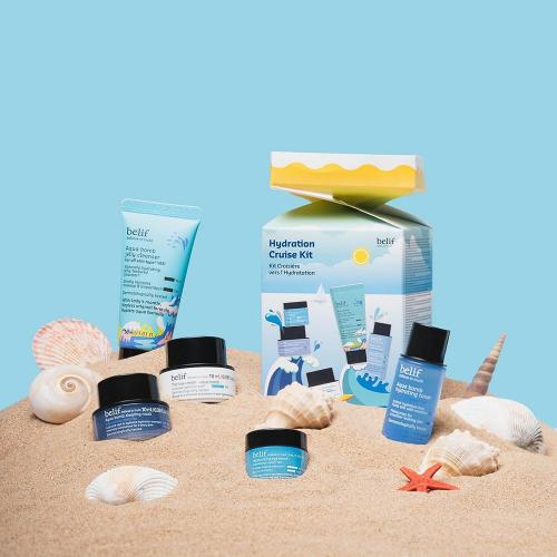 BELIF Hydration Cruise Kit - Set cu 5 produse mini pentru rutina completa de hidratare a tenului, ideale pentru vacanta, 30ml + 20ml + 10ml + 5ml + 10ml