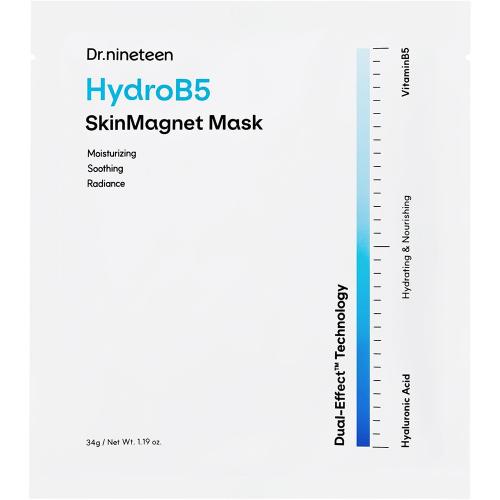 DR.NINETEEN Hydro B5 Skin Magnet Mask, 34 gr - Masca de fata formulata cu acid hialuronic si pantenol, care contribuie la hidratarea pielii si la metinerea barierei cutanate