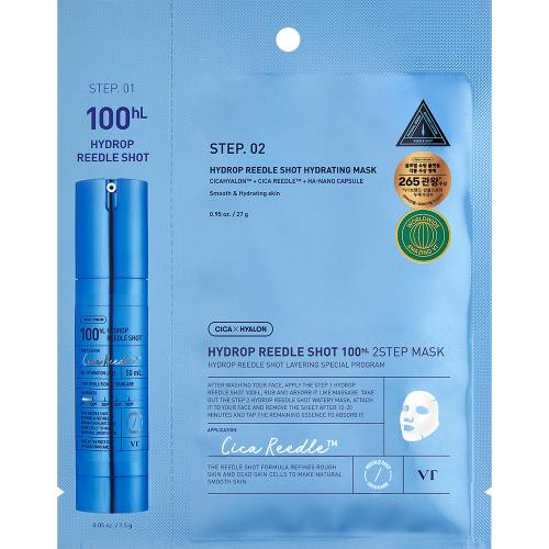 VT COSMETICS Hydrop Reedle Shot 100hL 2 Step Sheet Mask Masca de fata - hidratare si netezire, 27 gr