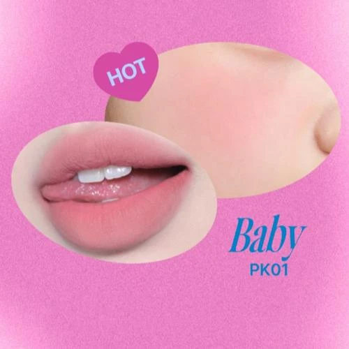 FWEE Lip & Cheek Blurry Pudding Pot PK01 Baby – Nuanțator 2-în-1 pentru buze și obraji, cu breloc pentru retușuri rapide, 5 gr