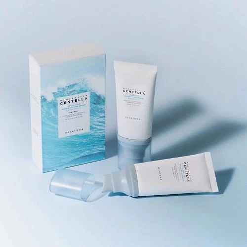  Set Madagascar Centella Hyalu Cica Water Fit Sun Serum - Crema de fata cu protectie solara SPF50+ PA++++ pentru toate tipurile de piele - gramaj 50 ml, set de 2 bucati