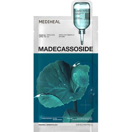 MEDIHEAL Madecassoside Essential Sheet Mask Blemish Repair - masca de fata tip servetel formulata cu madecassoside si acid hialuronic, care contribuie la diminuarea aspectului petelor si la uniformizarea tenului si la metinerea barierei de hidratare - 24 ml