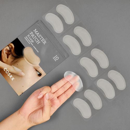 COSRX Master Patch X-Large, 10 buc - plasturi formulati cu niacinamida, care contribuie la curatarea zonelor problematice de puncte albe, puncte negre, pustule si papule si la mentinerea hidratarii suprafetei pielii