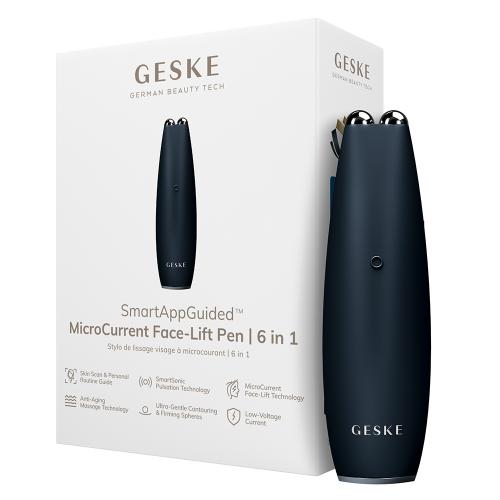 GESKE MicroCurrent Face-Lift Pen 6 in 1 - Dispozitiv Facial cu micro-curent pentru utilizare pe fata in zonele din jurul nasului si al buzelor, din jurul ochilor, a gurii si a fruntii - Black