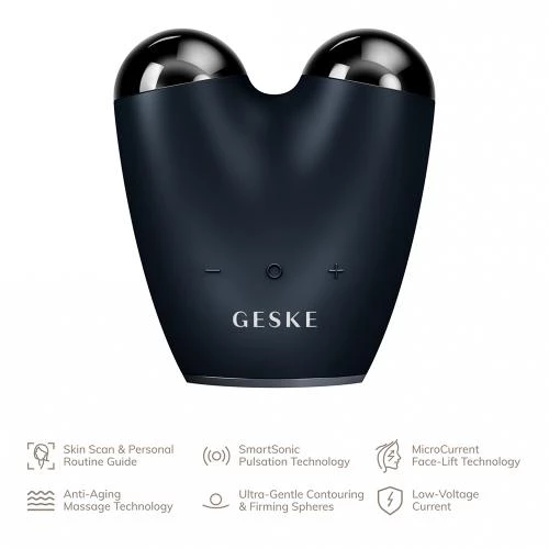 GESKE MicroCurrent Face-Lifter 6 in 1 – Dispozitiv Profesional pentru Ridicarea și Tonifierea Fetei, Negru | German Beauty Tech