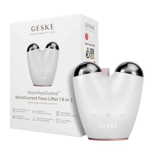GESKE MicroCurrent Face-Lifter 6 in 1 - Dispozitiv facial cu microcurenti pentru fermitate, lifting si contur redefinit, ingrijire profesionala acasa, culoare Starlight