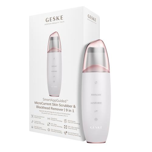 GESKE MicroCurrent Skin Scrubber and Blackhead Remover 9 in 1 - aparat pentru curatarea punctelor negre si a impuritatilor, cu microcurenti si ultrasunete - Starlight
