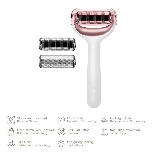 GESKE MicroNeedle Face and Body Roller 8 in 1 – Dispozitiv Profesional pentru Îngrijirea Feței și Corpului, Starlight | German Beauty Tech