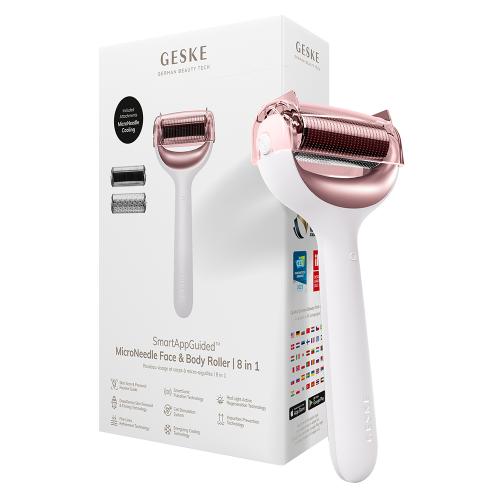 GESKE MicroNeedle Face and Body Roller 8 in 1 - Aparat de microneedling cu acid hialuronic si vitamina C - Starlight