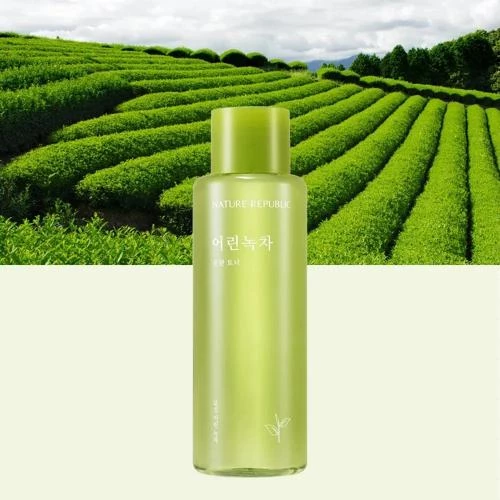 NATURE REPUBLIC Mild Green Tea Toner Toner hidratant pentru fata - Echilibrare pH si calmare acnee, 155 ml