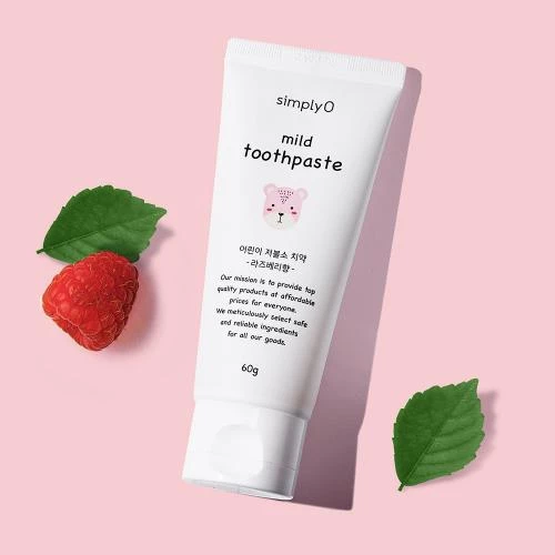 SimplyO Mild Toothpaste Raspberry – Pastă de Dinți pentru Copii cu Aromă de Zmeură, 60 g