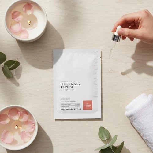 VILLAGE 11 FACTORY Miracle Youth Sheet Mask Peptide Masca de fata - hidratare si fermitate, 23 gr