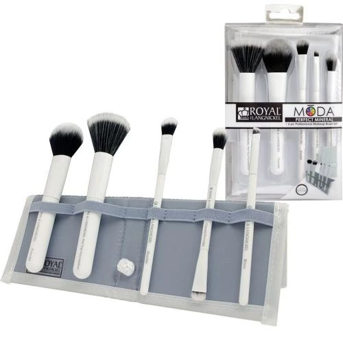 ROYAL AND LANGNICKEL Moda Perfect Mineral Set Pensule Machiaj Alb - Pensule Machiaj Profesionale, Aplicare precisa si Versatila, 6 piese