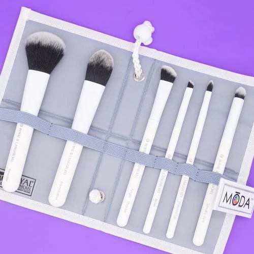 ROYAL AND LANGNICKEL MODA Set Pensule Machiaj Total Face Alb - Aplicare Uniforma si Precisa, Vegan, 7 piese