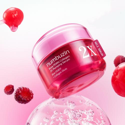 NUMBUZIN No.2 Rose PDRN Collagen 2X Plumping Serum - ser de fata formulat cu niacinamida si acid hialuronic, care contribuie la hidratarea pielii si la mentinerea aspectului neted - 30 ml